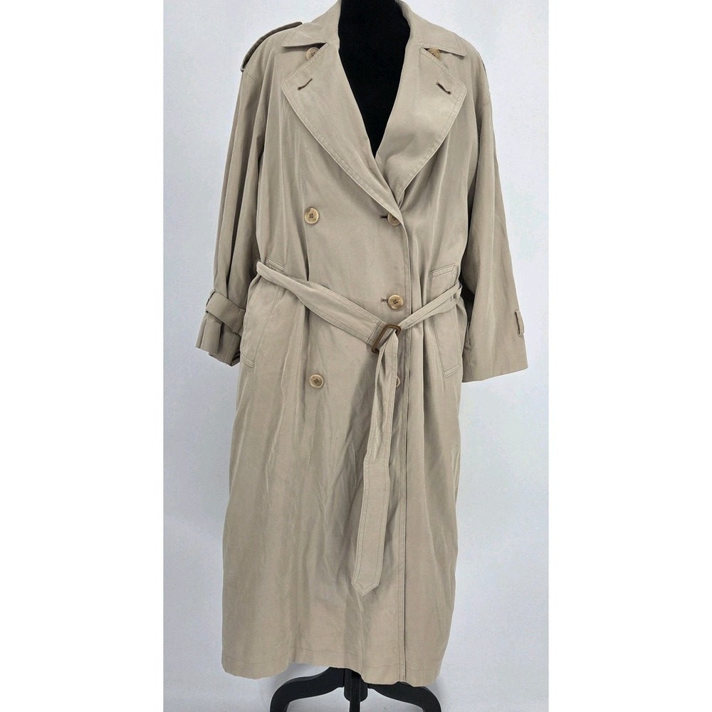 Vintage 80s, Burberrys, Tan Trench Coat with Wool Liner Petite 8 US 4